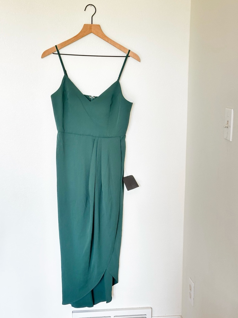 NWT Lulus Elegant Forest Green Formsl Spaghetti Strap Dress
